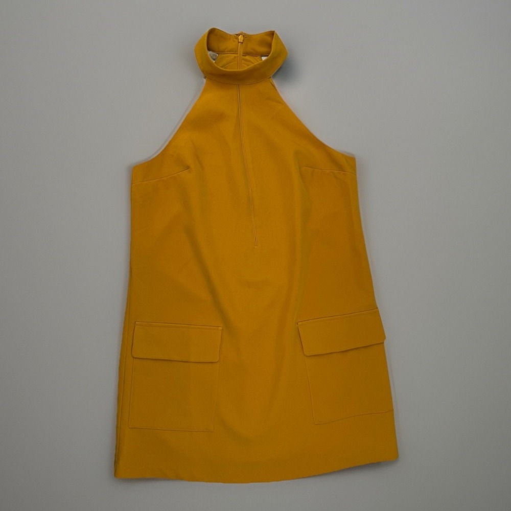 Retro Mod Halter Mini Dress Mustard Yellow Pocket‎ Petite S Mare Mare Anthro